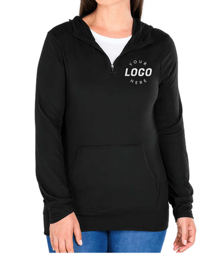Charles River Women's Pulse Hooded Quarter Zip Performance Shirt in Black