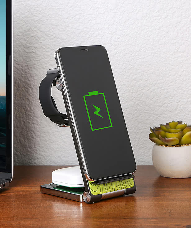 Full Color 3-in-1 Tri-Fold 15W Portable Wireless Charging Stand