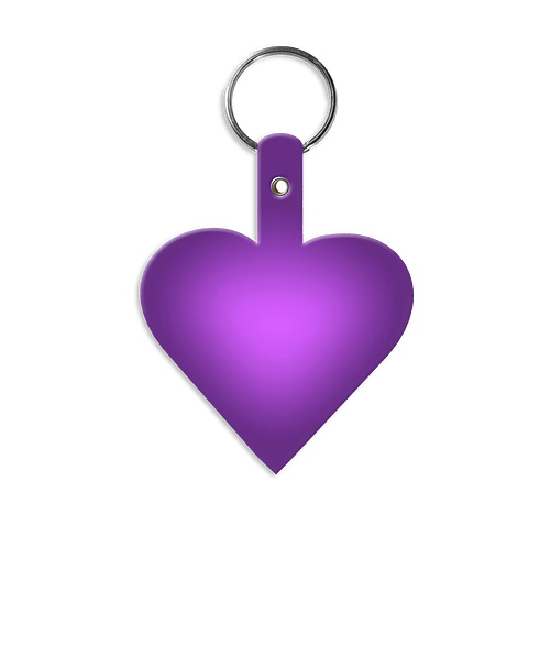 Heart Shaped Flexible Keychain in Translucent Purple