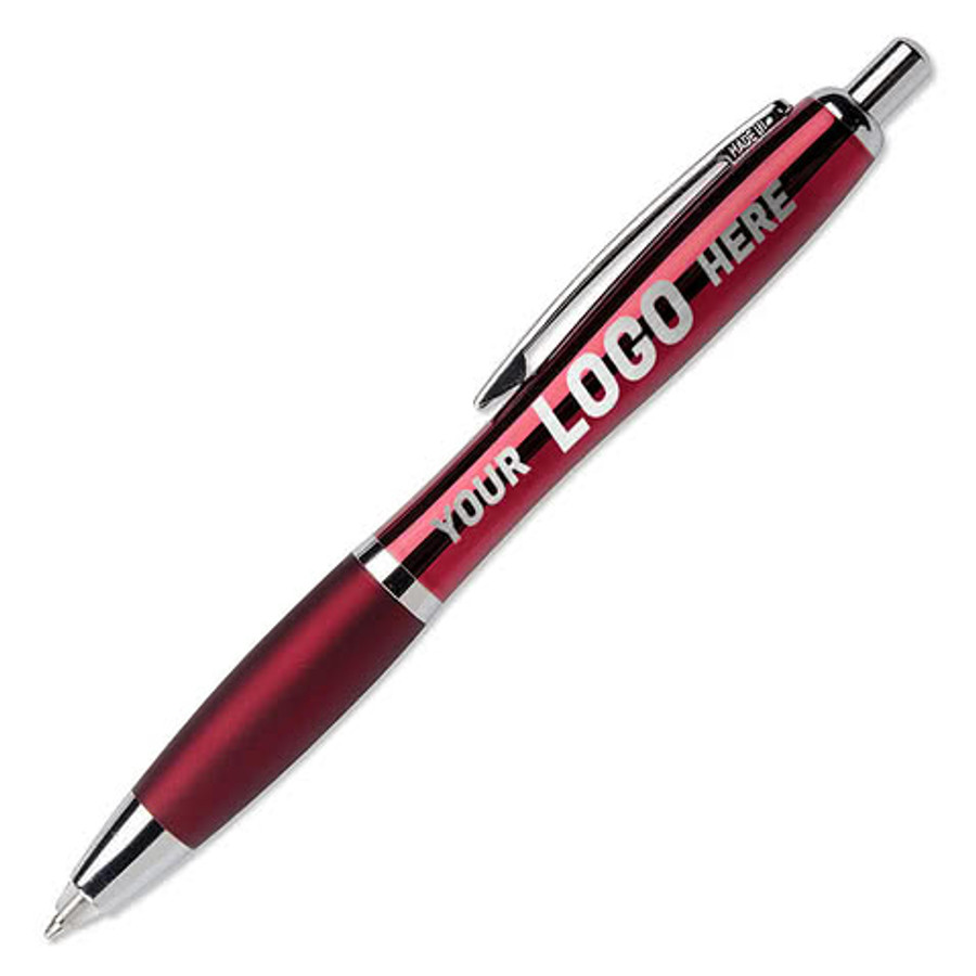 Laser Engraved Santorini LED Light Ballpoint Pen (black ink) in Black