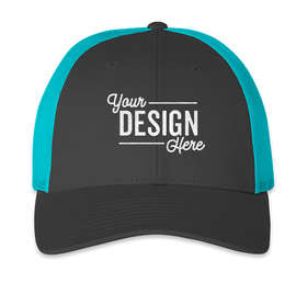 Richardson Stretch Fit Trucker Hat - Color: Charcoal / Neon Blue