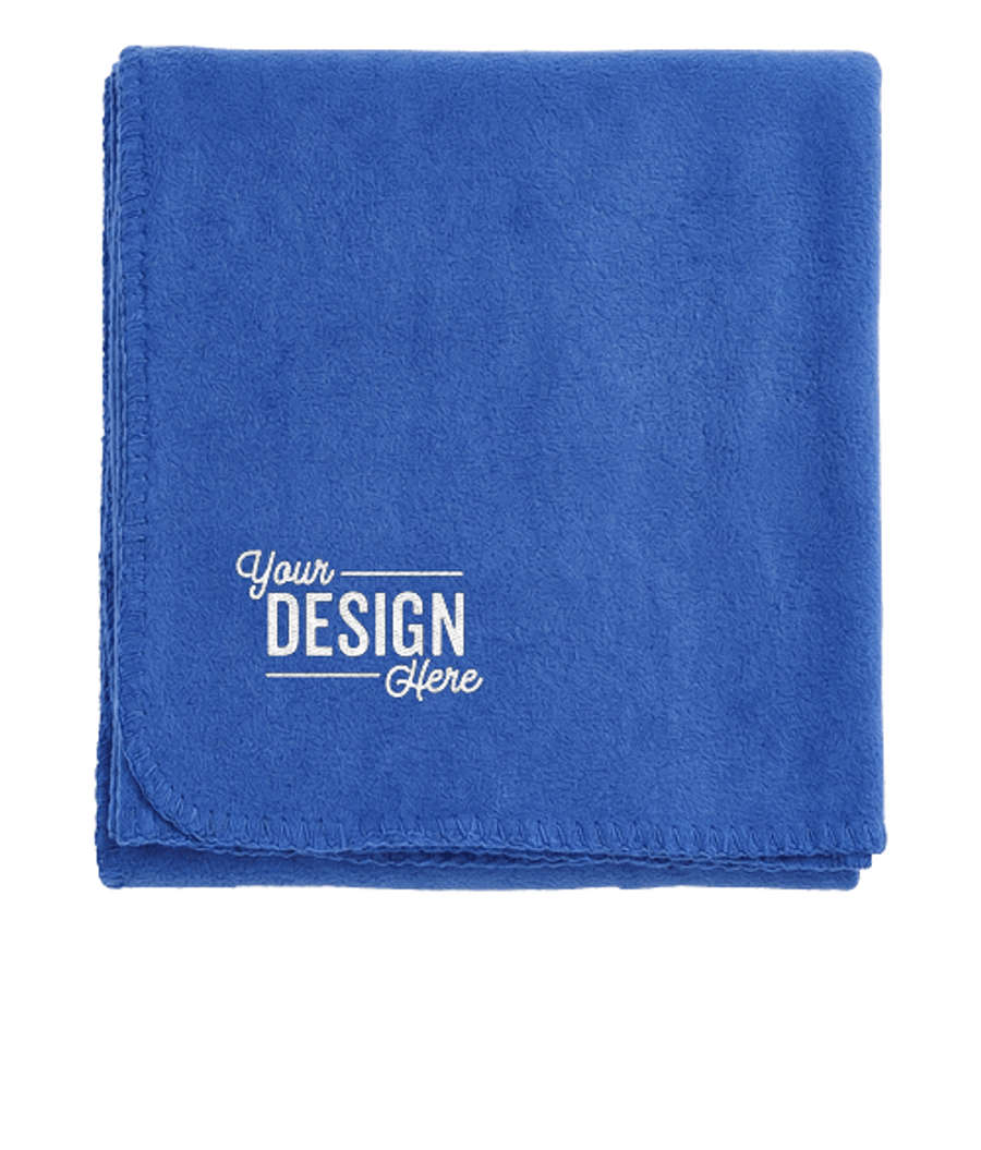 Whip-Stitched Fleece Blanket in Blue Reflex