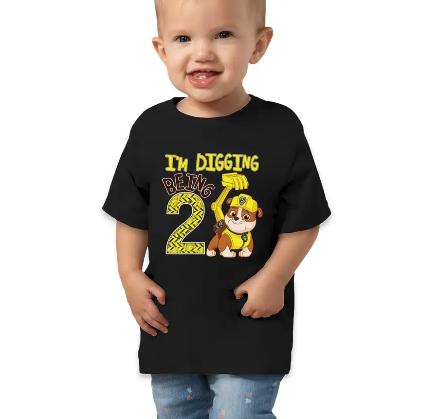 Paw Patrol - Birthday Rubble - 2nd Birthday - Bella + Canvas Toddler Jersey Short-Sleeve T-shirt
