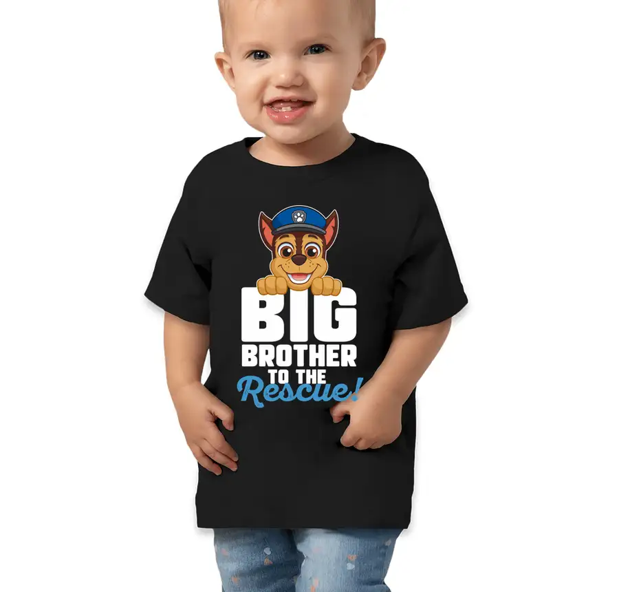 Paw Patrol - Chase - Big Brother Rescue - Bella + Canvas Toddler Jersey Short-Sleeve T-shirt