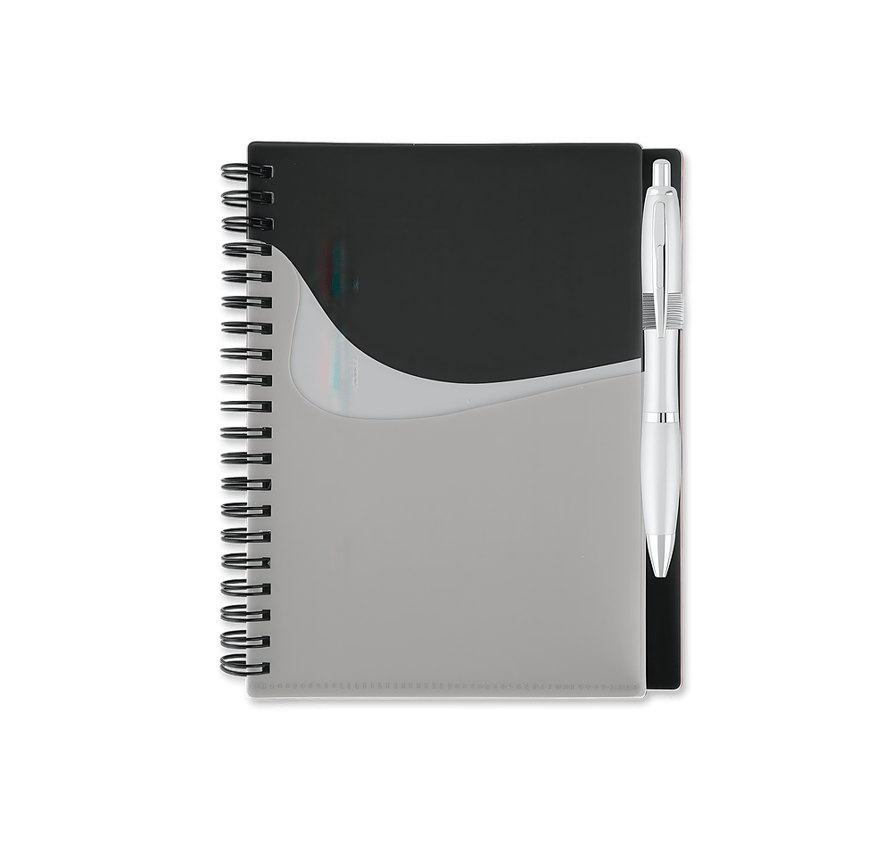 New Wave Pocket Buddy Hard Cover Spiral Notebook with Pen-default