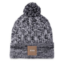 Ahead Aspen Pom Pom Beanie with Tan Square Patch