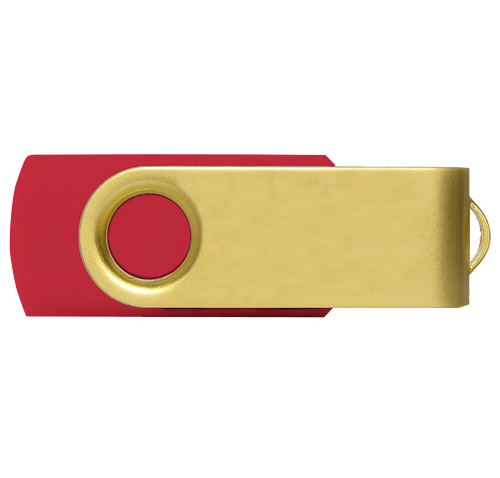 Full Color Gold Matte Swivel USB Flash Drive 4GB in Red