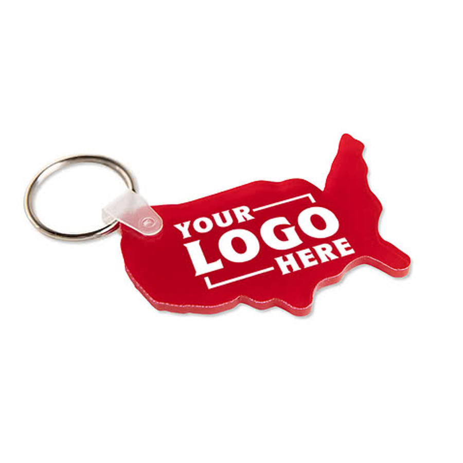 USA Shaped Keychain in Clear