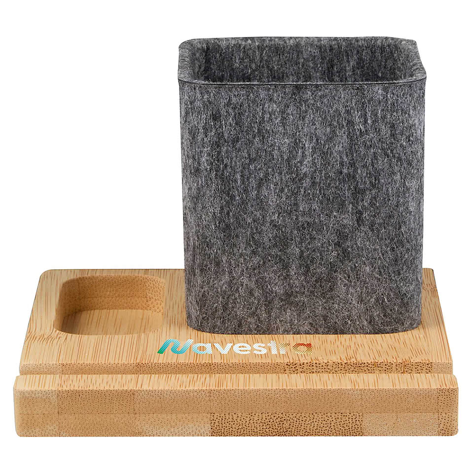 Recycled Felt & Bamboo Pen Holder