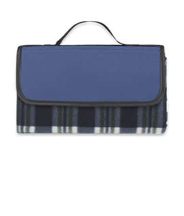 Park Fleece Blanket - Color: Navy Blue w Blue Plaid