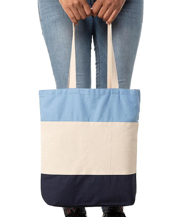 Tri-Color Cotton Canvas Tote Bag