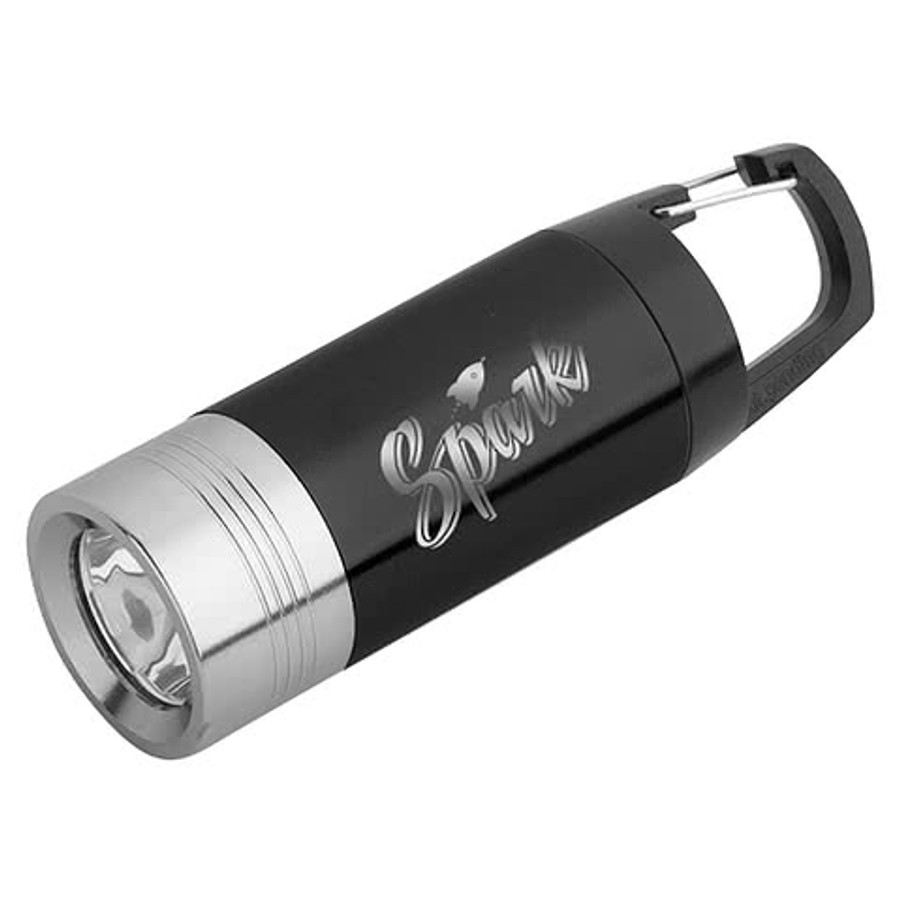 Laser Engraved Rocket Carabiner Flashlight in Black