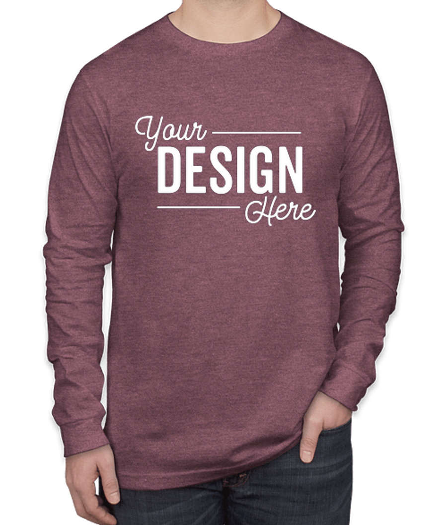Bella + Canvas Long Sleeve Jersey T-shirt in Heather Maroon