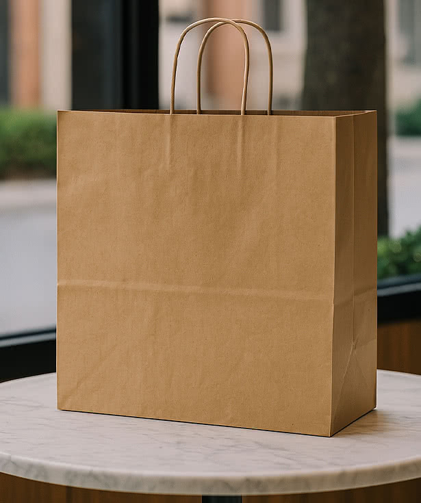 Full Color Medium Wide Gusset Kraft Paper Shopper Bag