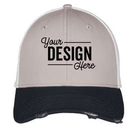 New Era 39THIRTY Distressed Stretch Fit Mesh Hat - Color: Deep Navy / Grey / White
