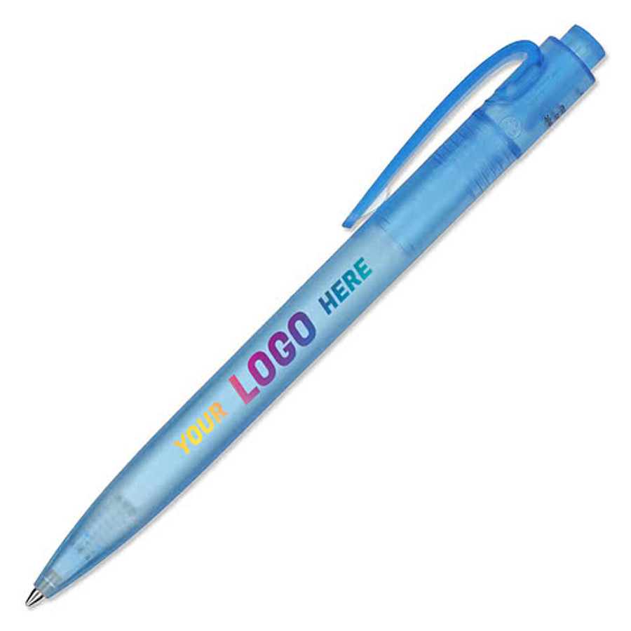 Full Color Recycled Ocean Bound Gel Pen (blue ink) in Clear