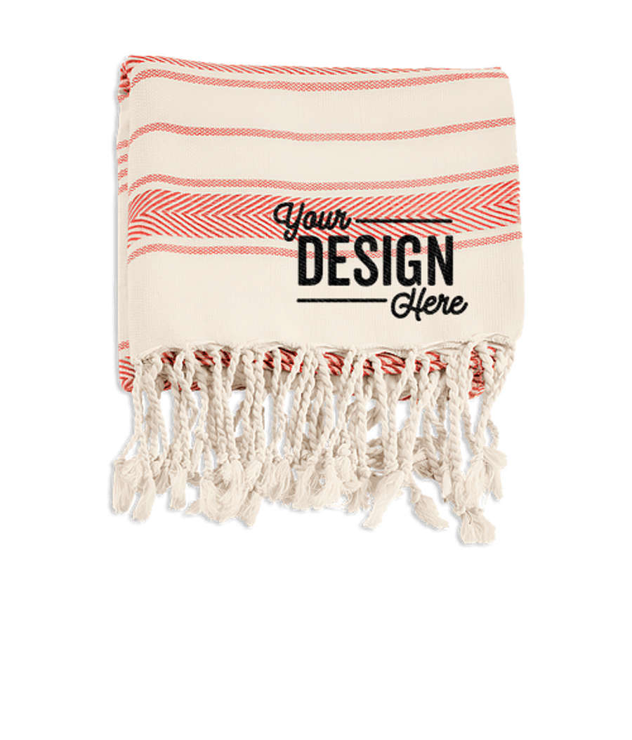 Bungalow Beach Towel in Red with Natural