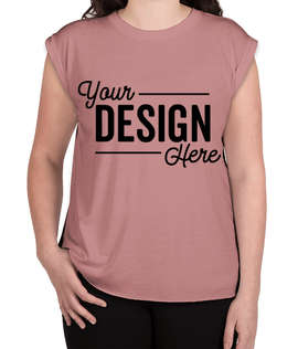 Bella + Canvas Women's Flowy Rolled Cuff T-shirt - Color: Mauve