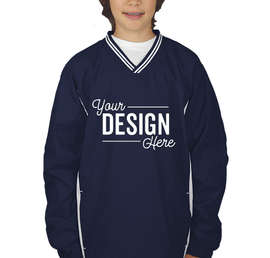 Sport-Tek Youth Tipped V-Neck Windshirt - Color: True Navy / White