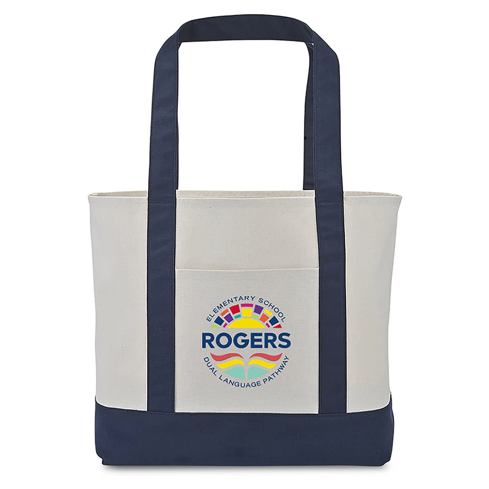 Large Canvas Colorblock Tote Bag