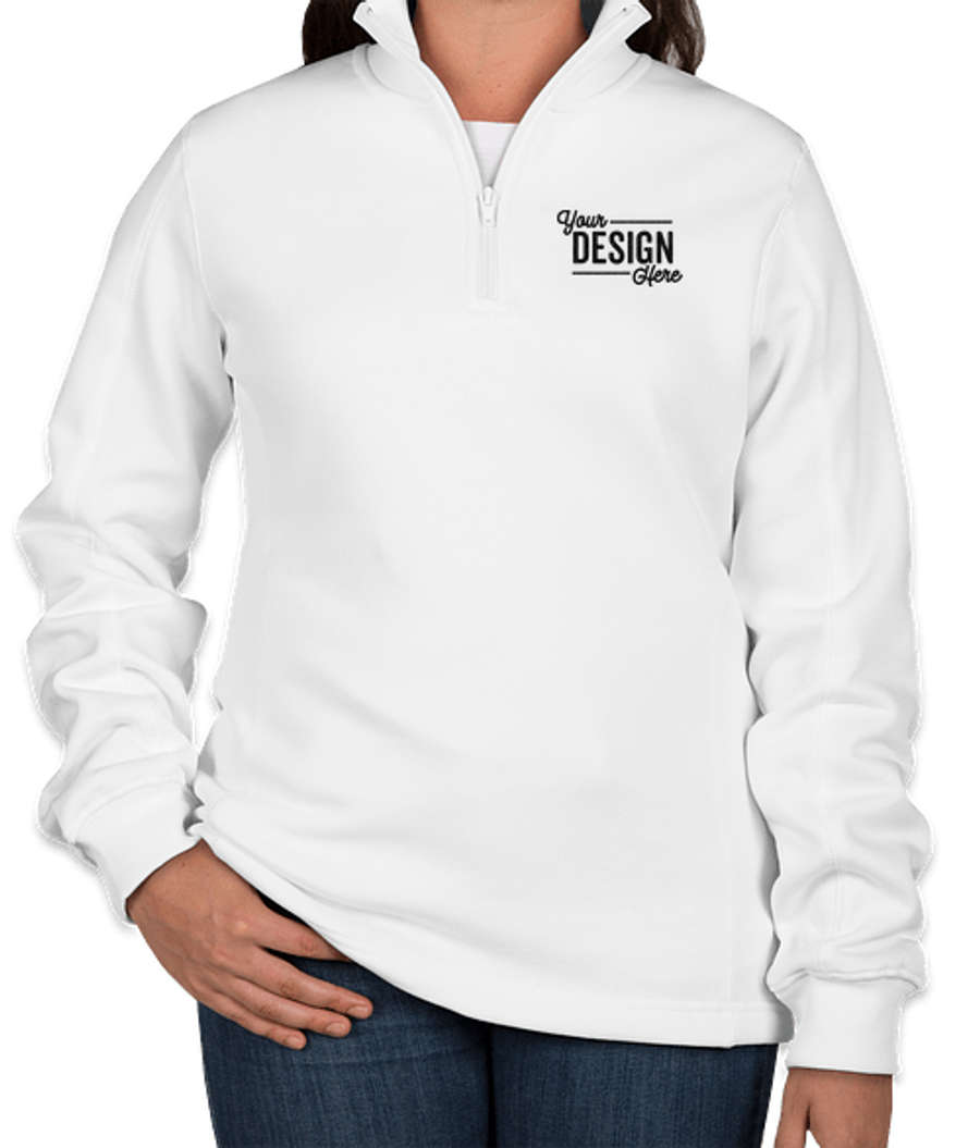 Sport-Tek Premium Women's Quarter Zip Sweatshirt - Embroidered in White