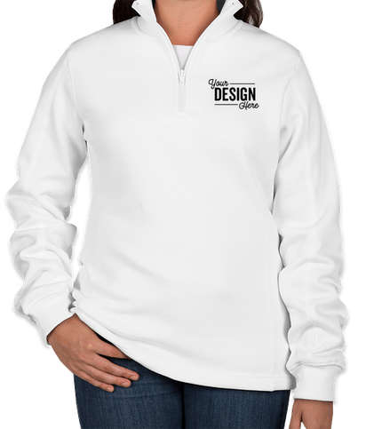 Sport-Tek Premium Women's Quarter Zip Sweatshirt - Screen Printed - White