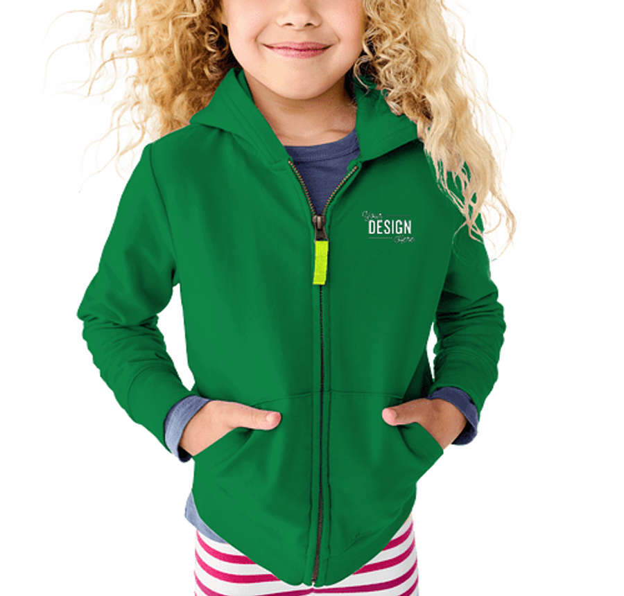 Primary Youth French Terry Zip Hoodie in Grass