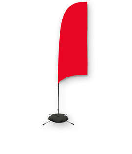Full Color 9’ Streamline Razor Flag with Cross Base - Color: Red