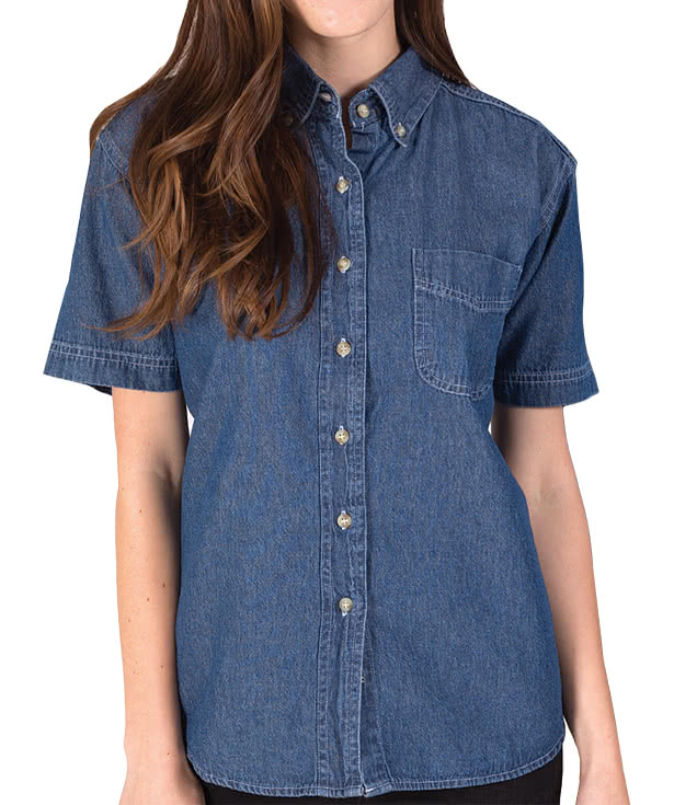 Blue Generation Women's Pocket Short Sleeve Denim Shirt