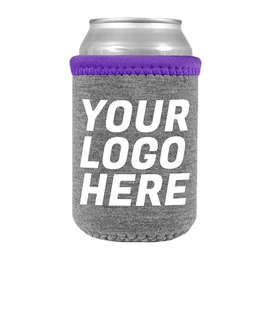 Heathered Jersey Neoprene Can Cooler - Color: Charcoal Gray / Purple / Purple
