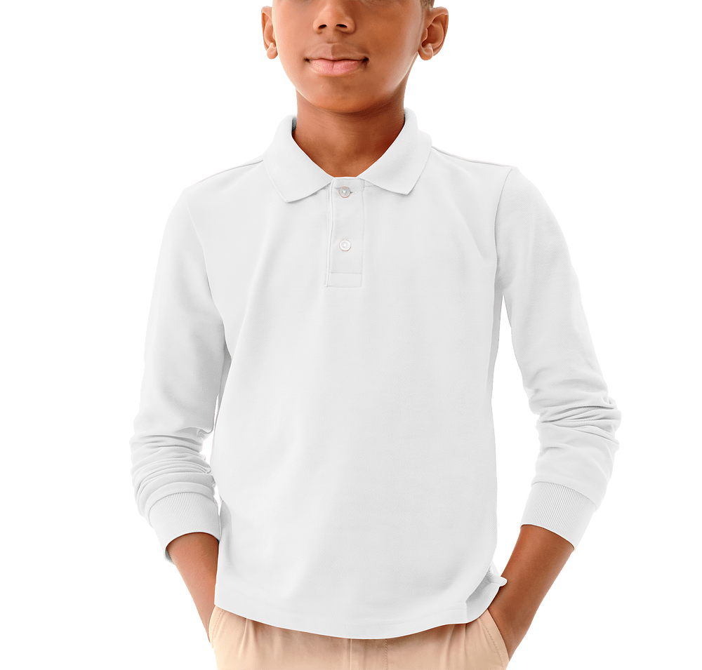 Primary Youth Recycled Long Sleeve Pique Polo-default