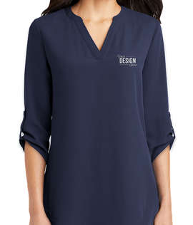 Port Authority Women's 3/4 Sleeve Tunic Blouse - Color: True Navy