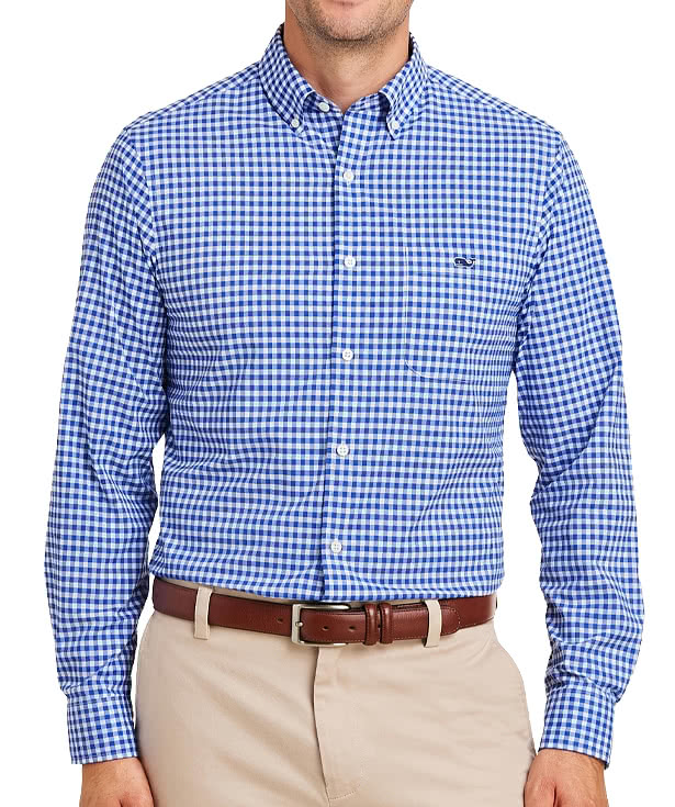 Vineyard Vines On-The-Go Gingham Stretch Performance Dress Shirt