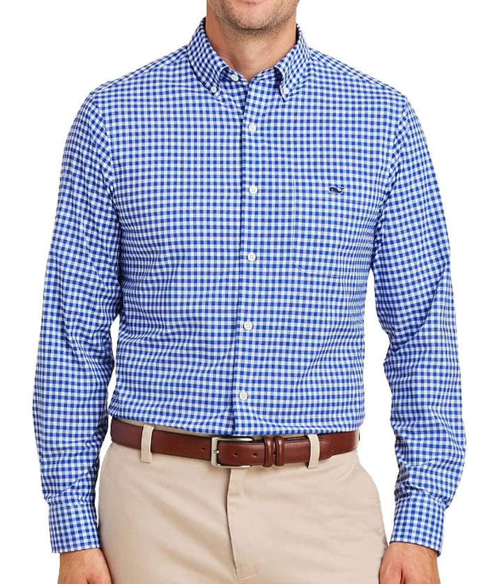 gingham dress shirts Polo Ralph Lauren Men's Big & Tall Cotton Oxford Shirt - Blue/White Gingham