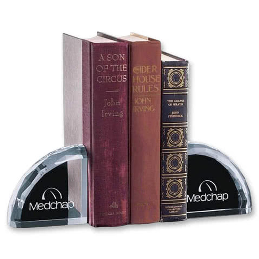 Laser Etched Ridgemount Bookends in Clear
