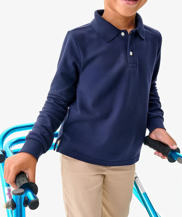 Primary Youth Recycled Long Sleeve Pique Polo