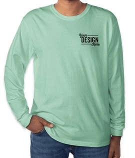 Comfort Colors 100% Cotton Long Sleeve T-Shirt - Embroidered - Color: Chalky Mint