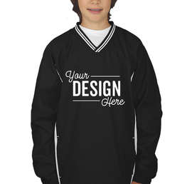 Sport-Tek Youth Tipped V-Neck Windshirt - Color: Black / White