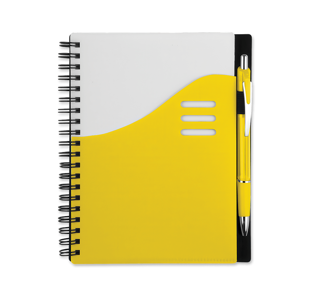 Color Wave Hard Cover Spiral Notebook with Pen-default
