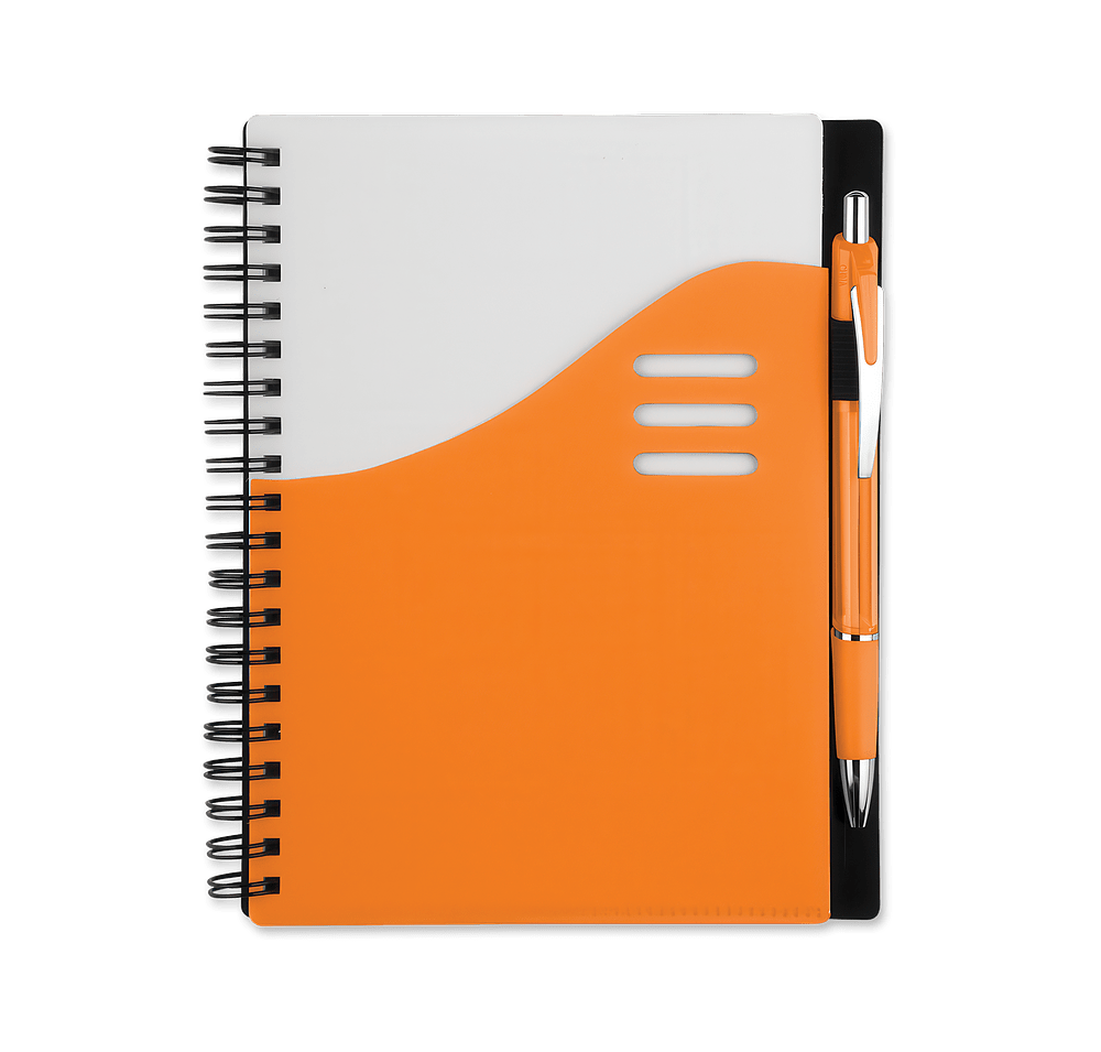 Color Wave Hard Cover Spiral Notebook with Pen-default
