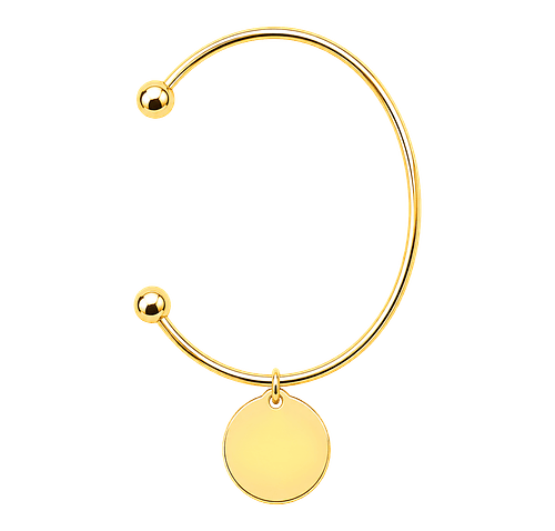 Laser Engraved Small Circle Bangle Bracelet in Gold