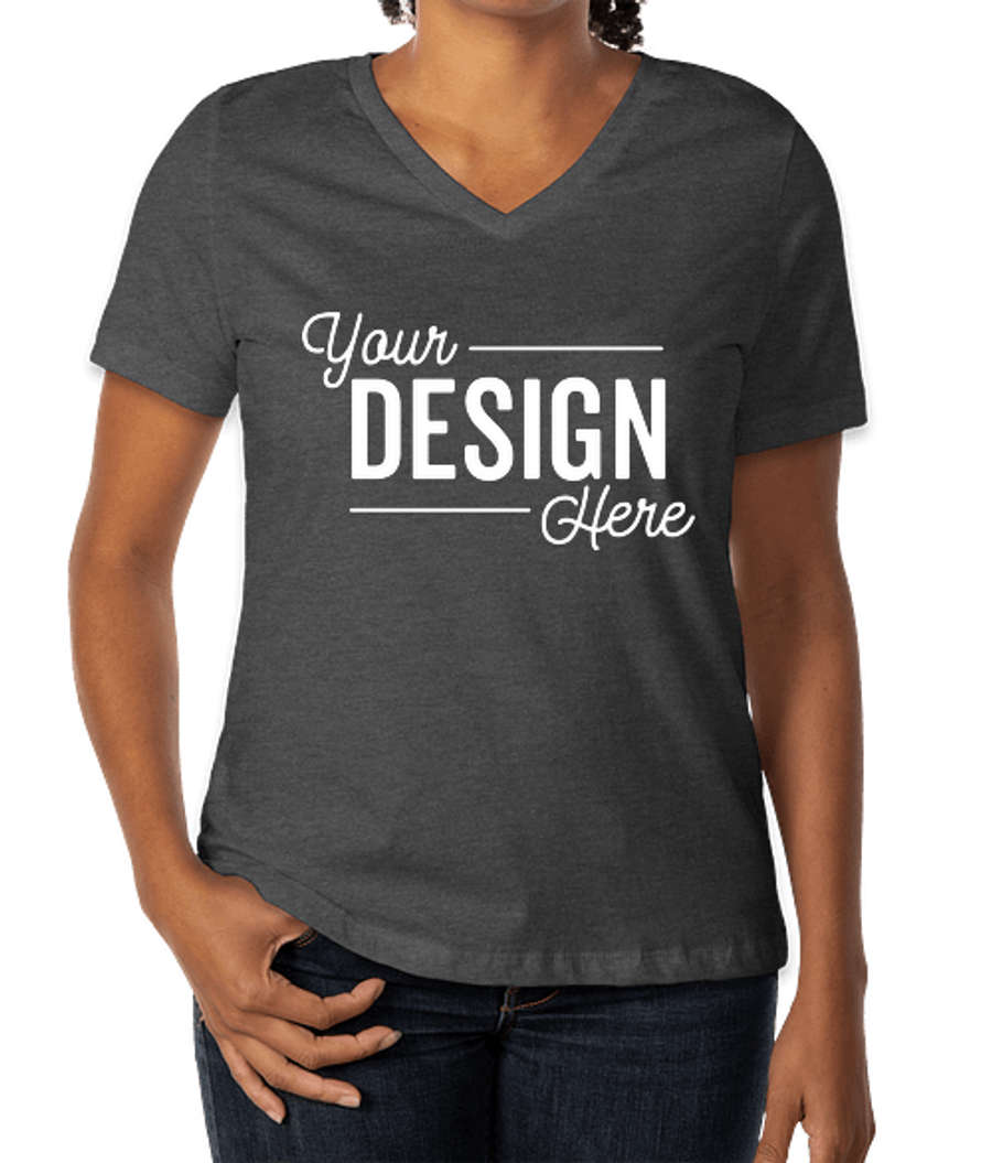 Bella + Canvas Women's Jersey V-Neck T-shirt in Dark Grey Heather