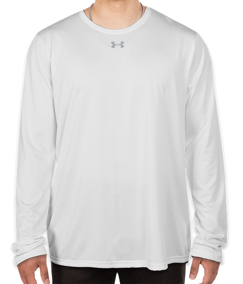 Under Armour Team Tech Recycled Long Sleeve Performance Shirt in White / Gray