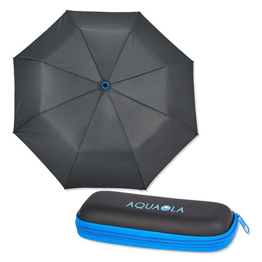 37" Arc Compact Travel Umbrella with EVA Case in Black