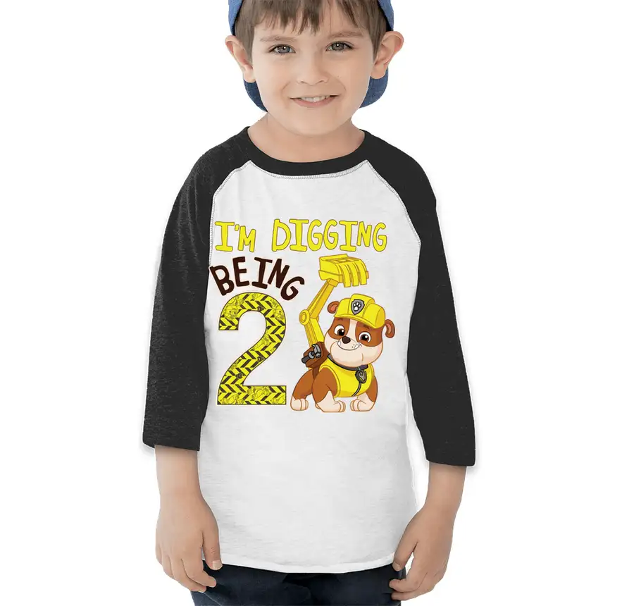 Paw Patrol - Birthday Rubble - 2nd Birthday - Rabbit Skins Toddler Raglan T-shirt