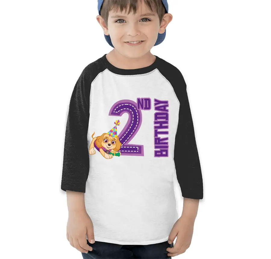 Paw Patrol - Birthday Skye - 2nd Birthday - Rabbit Skins Toddler Raglan T-shirt