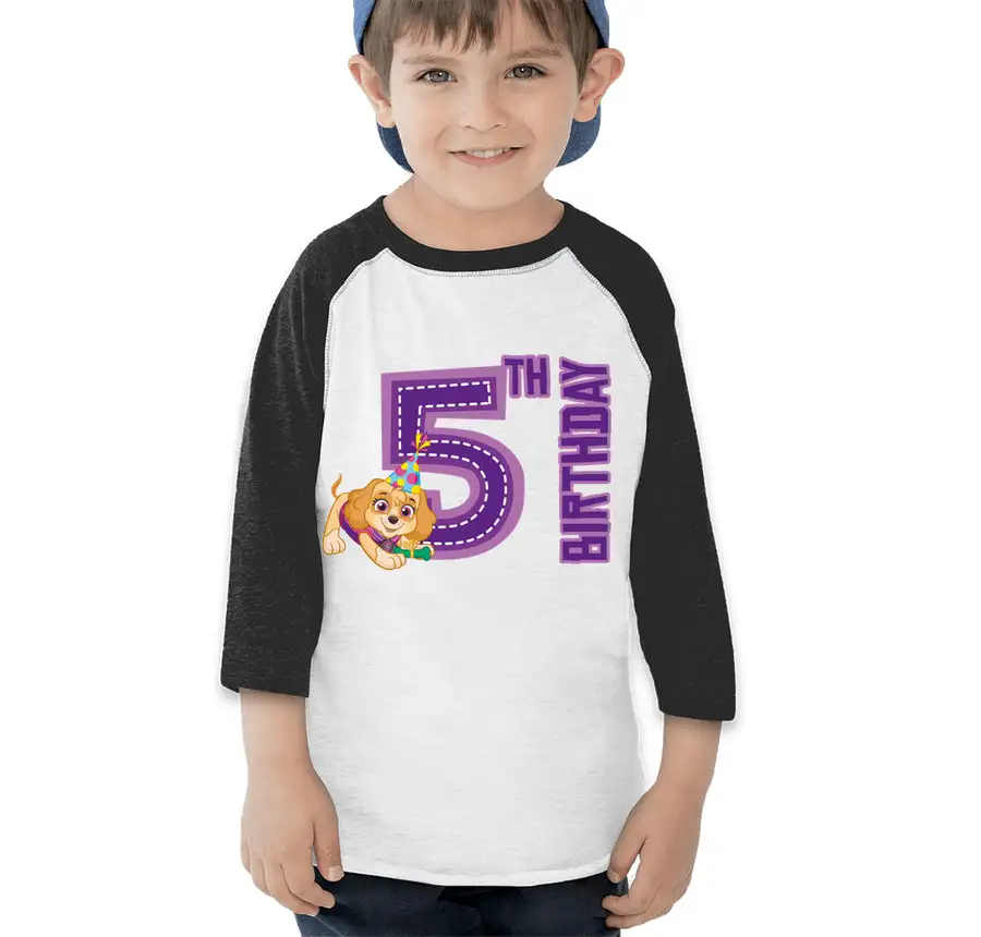 Paw Patrol - Birthday Skye - 5th Birthday - Rabbit Skins Toddler Raglan T-shirt