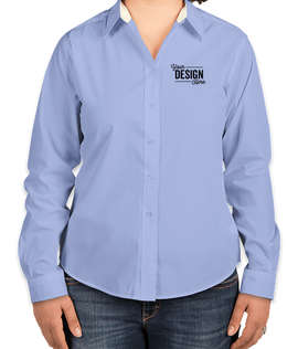 Port Authority Women's Long Sleeve Easy Care Shirt - Color: Light Blue/Light Stone