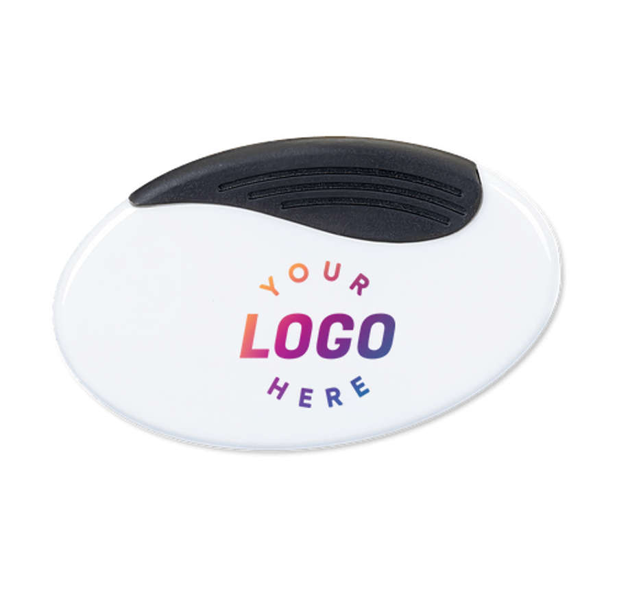 Full Color Oval Magnetic Memo Clip in White