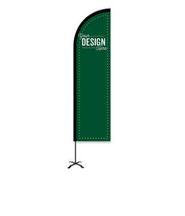 Full Color 8' Portable Feather Flag with Cross Base - Color: Forest Green